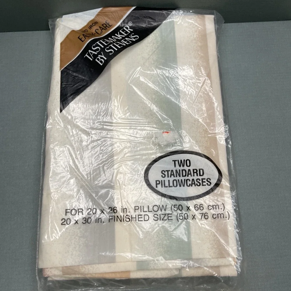 Vtg 70s Westpoint Stevens Springmaid‎ Standard Pillowcases Striped Pair New NOS